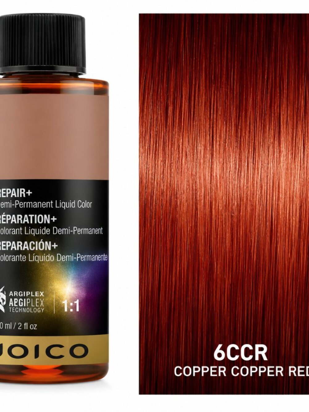 Joico LumiShine Demi-Permanent Liquid Color 6CCR Copper Copper Red Dark Blonde –